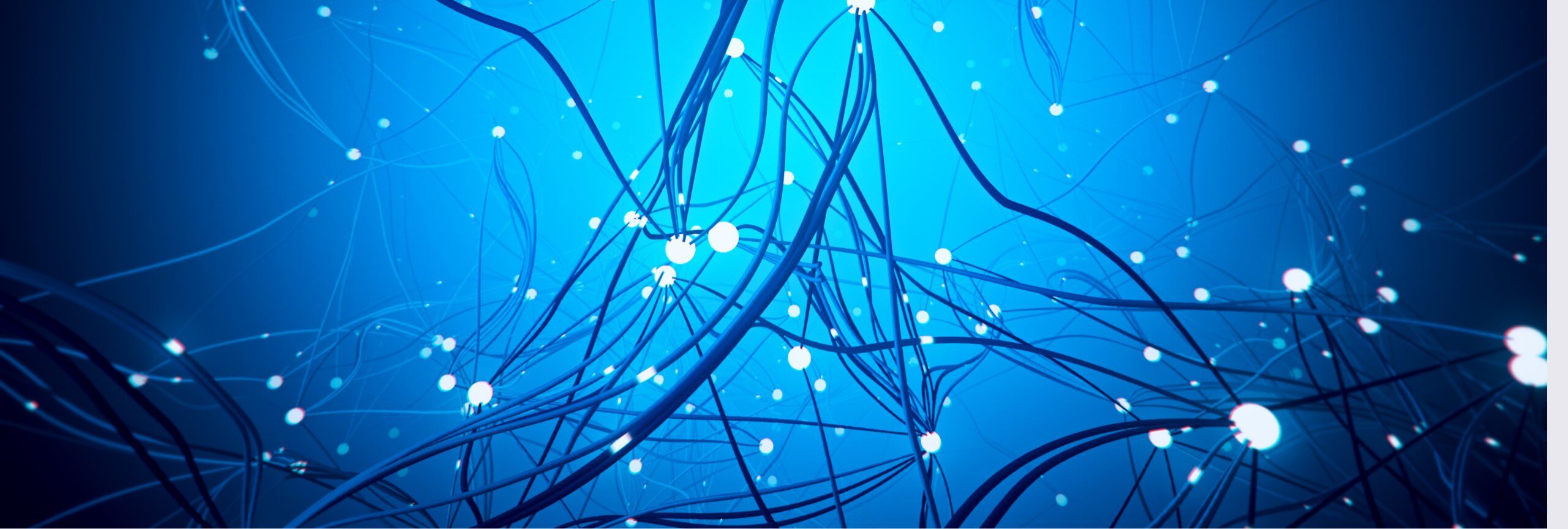 Abstract blue background featuring wires and lights, symbolizing deep learning for Market IQ by Textkernel and Bullhorn.